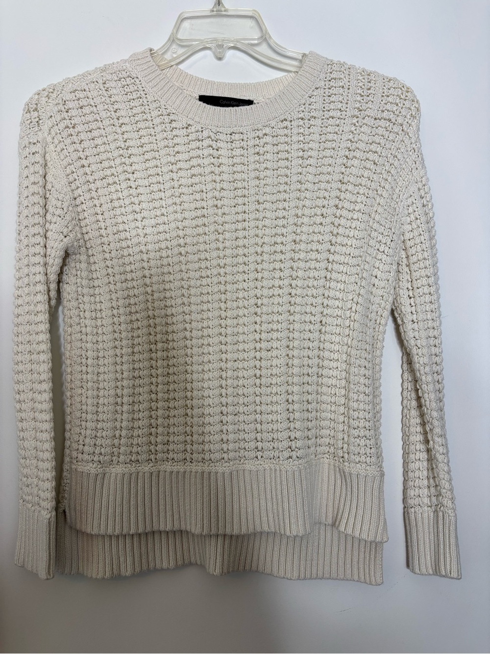Calvin Klein Jeans Cream Waffle Knit Crewneck Sweater